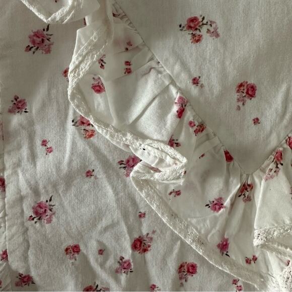 LoveShackFancy Cream & Pink Floral Print Ruffle Blouse - Picture 5 of 9